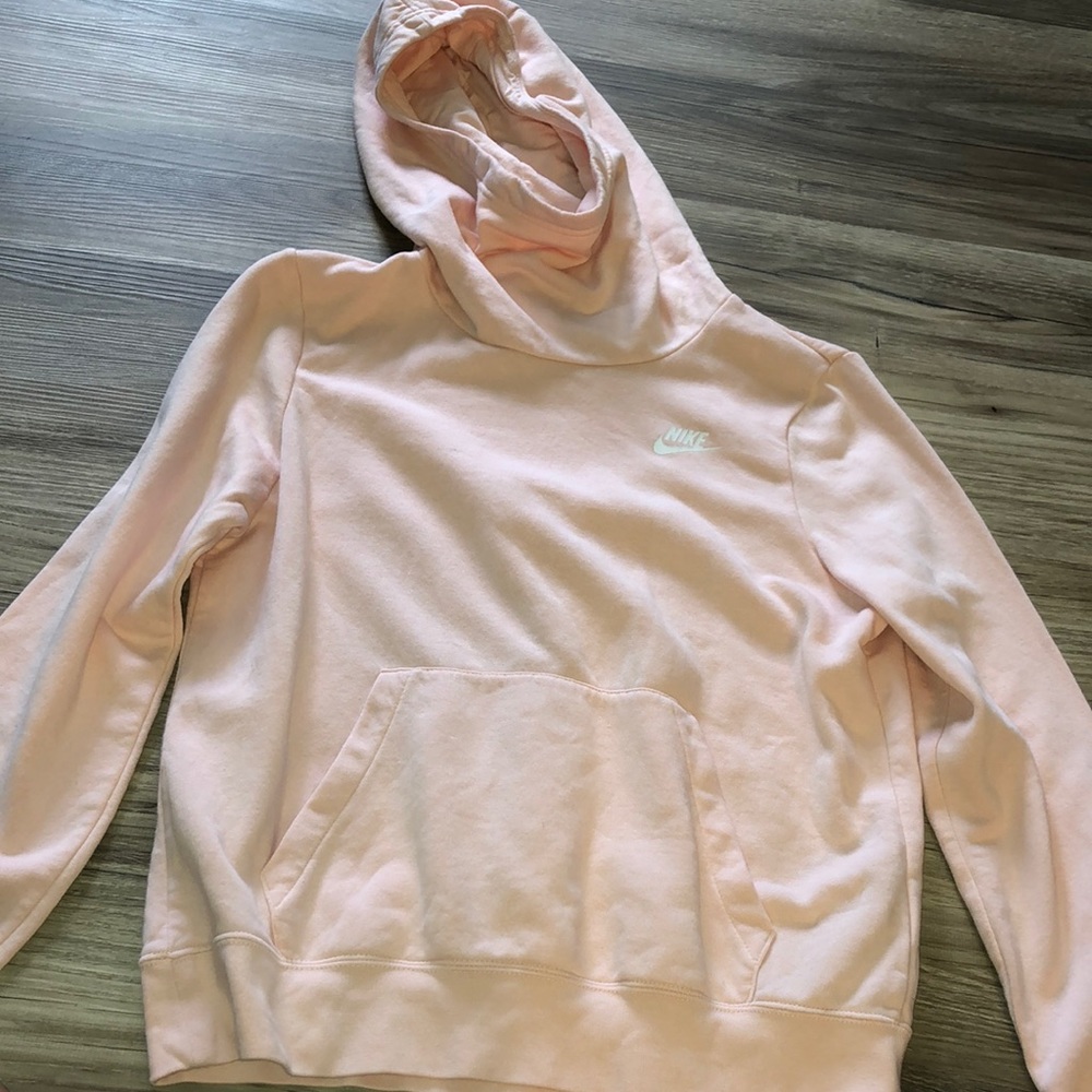Nike pink sweatshirt with folded hood